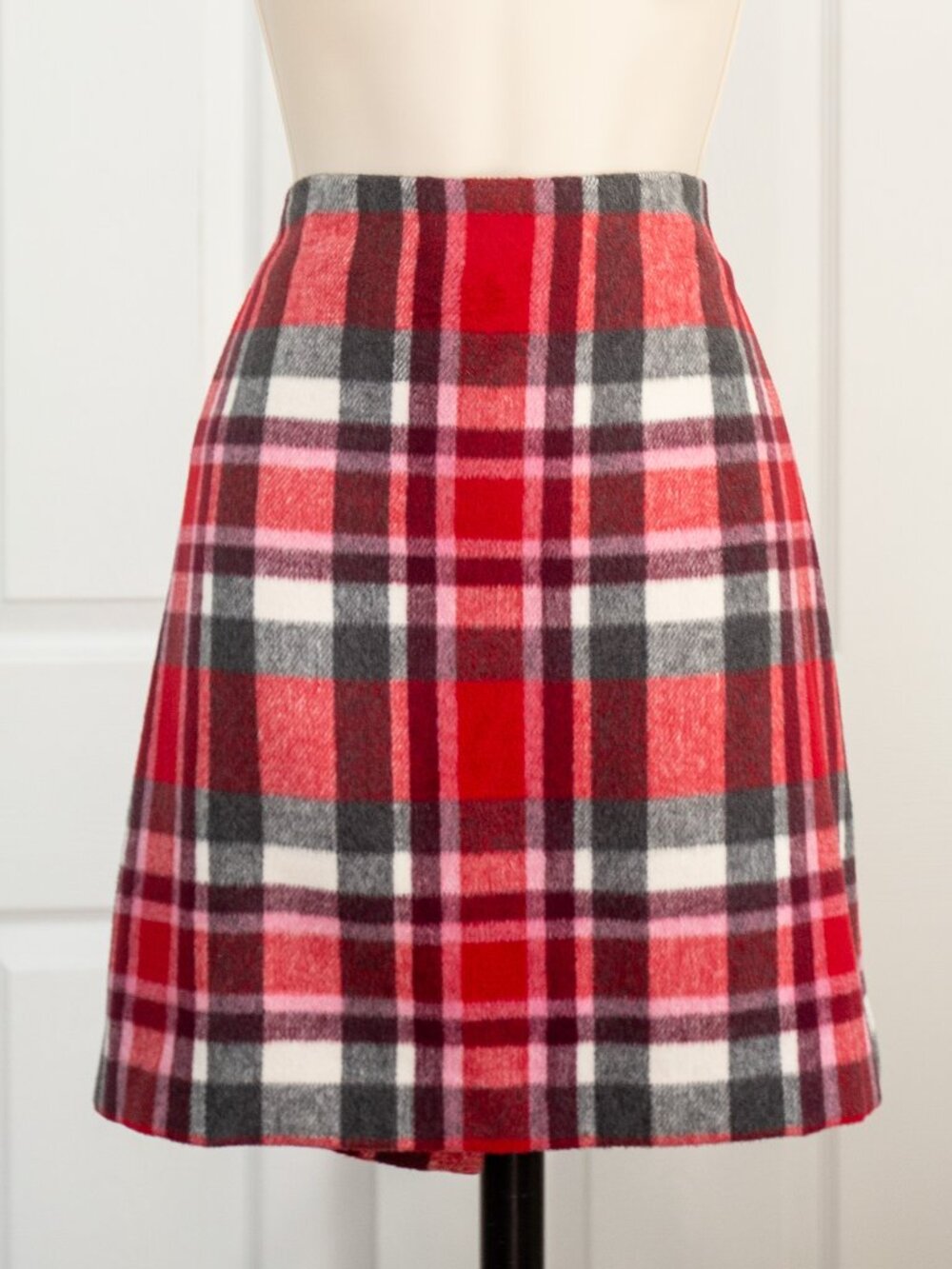 Red Plaid A-Line Mini Skirt